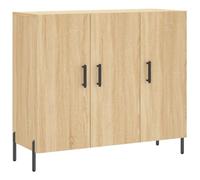 vidaXL Engineered Wood Sideboard in Sonoma Oak - Spacious Cabinet with Metal Legs - Ideal for Living Room or Bedroom