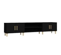vidaXL Engineered Wood TV Cabinet - Black Modern Media Unit with 4 Doors, Ample Storage, Display Friendly for Living Room and Bedroom