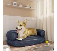 vidaXL Ergonomic Foam Dog Bed Dark Blue 60x42 cm Faux Leather
