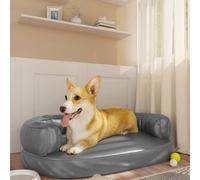 vidaXL Ergonomic Foam Dog Bed Grey 75x53 cm Faux Leather