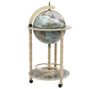 vidaXL Eucalyptus Wood Globe Bar Wine Stand Blue Kitchen Wooden Drink Cabinet