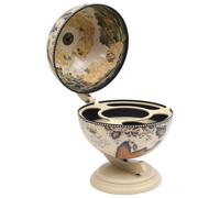 vidaXL Eucalyptus Wood Tabletop Globe Bar Wine Stand White Wooden Wine Cabinet