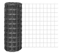 vidaXL Euro Fence 25x1m Steel Grey - PVC-Coated Barrier for Poultry, Pets, Garden Fencing, and Enclosures with 100x100mm Mesh