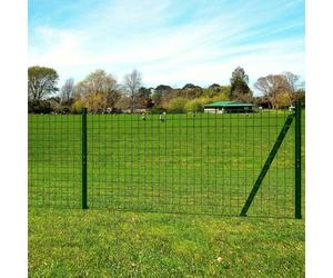 vidaXL Euro Fence Set 25x1.7 m Steel Green with Post Garden Barrier Panel