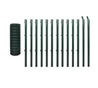vidaXL Euro Fence Set - Steel Wire & PVC Coated - 25x0.8m, Includes Posts & Installation Accessories, Green, Suitable for Garden, Farm, Transport Use
