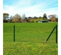 vidaXL Euro Fence Set with Ground Spikes 10x1.2m Steel Green Panel Barrier