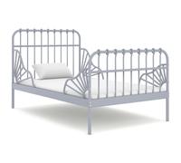 vidaXL Extendable Bed Frame Grey Metal 80x130/200 cm Bed Base Bedstead Set