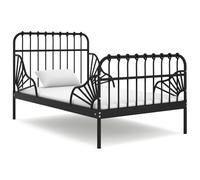 vidaXL Extendable Bed Frame Black Metal 80x130/200 cm Bed Base Bedstead Set