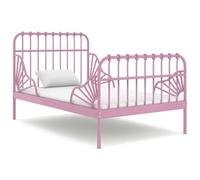 vidaXL Extendable Bed Frame Pink Metal 80x130/200 cm Bed Base Bedstead Set