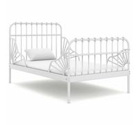 Vidaxl Extendable Bed Frame Without Mattress White Metal 80X130/200 Cm