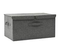 vidaXL Fabric Storage Box, Foldable with 2 Compartments and Handle, Durable Polyester, Modern Style, Anthracite - 50x30x25 cm