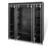 vidaXL Fabric Wardrobe with Compartments and Rods 45x150x176 cm Black