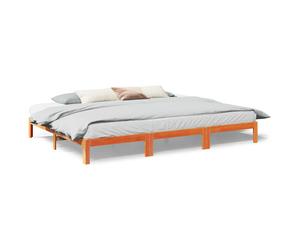 vidaXL Family Bed Frame No Mattress Wax Brown 270x200 cm Solid Wood Pine