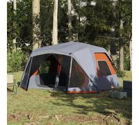 vidaXL Family Tent 10-Person Grey and Orange Quick Release Waterproof UK