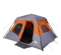 vidaXL Family Tent 6-Person Dome Tent Grey and Orange Quick Release Waterproof
