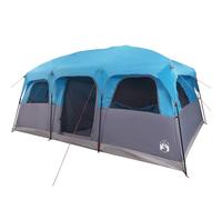 vidaXL 9-Person Family Tent Cabin - Waterproof, Blue, 3 Bedrooms, Detachable Rainfly, Mesh Walls, E-Port, 487x335x223/218 cm