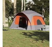 vidaXL Family Tent Cabin 6-Person Grey and Orange Waterproof