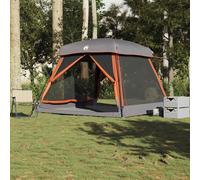 vidaXL Family Tent Cabin 6-Person Grey and Orange Waterproof