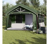 vidaxl 10-person green polyester camping tent - weather-proof, foldable & durable multi-person tent with fibreglass frame - ideal for family & group outings