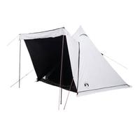 vidaXL Family Tent Tipi 6-Person Dome - White Blackout Fabric - Waterproof & Wind Resistant - Portable and Lightweight - Easy Setup with Detachable Rainfly and Zippered Doors