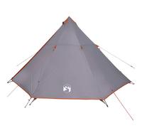 vidaXL Family Tent Tipi 8-Person Patio Camping Tent Grey and Orange Waterproof