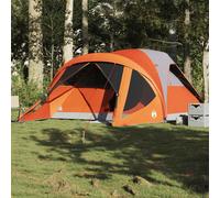 (grey and orange) vidaXL Family Tent Tunnel 6-Person Waterproof Camping Tent Lightweight Tent