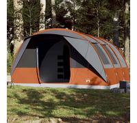vidaXL Family Tent Tunnel 7-Person Grey and Orange Waterproof UK