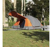 vidaXL Family Tent Tunnel 8-Person Grey and Orange Waterproof