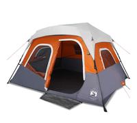 vidaXL Family Tent with LED 6-Person Light Grey and Orange Quick Release UK