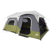 vidaXL Family Tent with LED 9-Person Camping Tent Light Green Quick Release