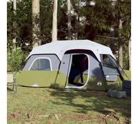 vidaXL Family Tent with LED 9-Person Camping Tent Light Green Quick Release