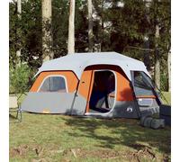 vidaXL Family Tent with LED 9-Person Tent Light Grey and Orange Quick Release