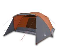 vidaXL Family Tent with Porch 6-Person Dome Tent Grey and Orange Waterproof