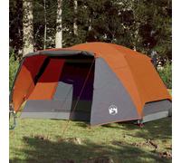 vidaXL Family Tent with Porch 6-Person Grey and Orange Waterproof