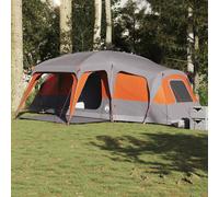vidaXL Family Tent with Porch Dome 9-Person Grey and Orange WaterproofNew