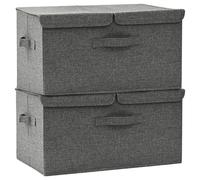 vidaXL Fashionable Fabric Storage Boxes Anthracite - Dual Compartment, Portable, Foldable, Fabric Storage Containers - Multi-Purpose Organizational Solution