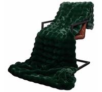 vidaXL Faux Rabbit Fur Blanket Dark Green 130 x 150 cm Polyester, Living Room, Modern Luxury Faux Rabbit Fur Blanket, Soft Durable Polyester, Cozy Winter Warmer, Fluffy Indoor Home Decor