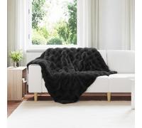 vidaXL Faux Rabbit Fur Blanket Olite 4 pcs Black 130 x 150 cm