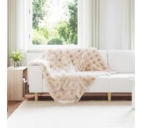 vidaXL Faux Rabbit Fur Blanket Olite Beige 130 x 150 cm Polyester