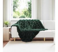 vidaXL Faux Fur Rabbit Fur Blanket Dark Green 130 x 150 cm Polyester Living Room Modern Luxury Faux Fur Blanket Soft Durable Polyester Cosy Winter Warmer