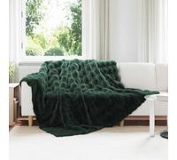 vidaXL Faux Rabbit Fur Blanket Olite Dark Green 240 x 270 cm Polyester