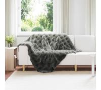 vidaXL Faux Fur Rabbit Fur Blanket Dark Grey 130 x 150 cm Polyester Living Room Modern Luxury Faux Fur Blanket Soft Durable Polyester Cosy Winter Warmer