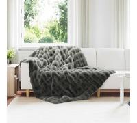 vidaXL Faux Fur Rabbit Fur Blanket Dark Grey 150 x 220 cm Polyester Living Room Modern Luxury Faux Fur Blanket Soft Durable Polyester Cosy Winter Warmer