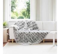 vidaXL Faux Fur Rabbit Fur Blanket Grey 150 x 220 cm Polyester Living Room Modern Luxury Faux Fur Blanket Soft Durable Polyester Cosy Winter Warmer