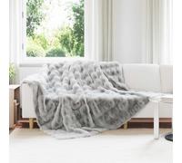 vidaXL Faux Fur Rabbit Fur Blanket Grey 240 x 270 cm Polyester Living Room Modern Luxury Faux Fur Blanket Soft Durable Polyester Cosy Winter Warmer