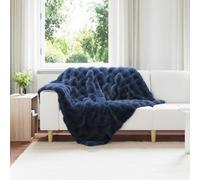 vidaXL Faux Rabbit Fur Blanket Olite Marine Blue 130 x 150 cm
