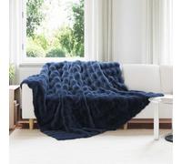 vidaXL Faux Rabbit Fur Blanket Olite Marine Blue 220 x 240 cm