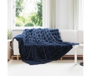 vidaXL Faux Rabbit Fur Blanket Olite Marine Blue 240 x 270 cm