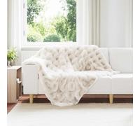 vidaXL Faux Fur Rabbit Fur Blanket White 130 x 150 cm Polyester Living Room Modern Luxury Faux Fur Blanket Soft Durable Polyester Cosy Winter Warmer