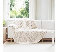 vidaXL Faux Fur Rabbit Fur Blanket White 150 x 220 cm Polyester Living Room Modern Luxury Faux Fur Blanket Soft Durable Polyester Cosy Winter Warmer
